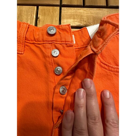 7 FOR ALL MANKIND Easy Ruby Cut Off Short Women's Size 24- Orange NWT - Picture 7 of 16